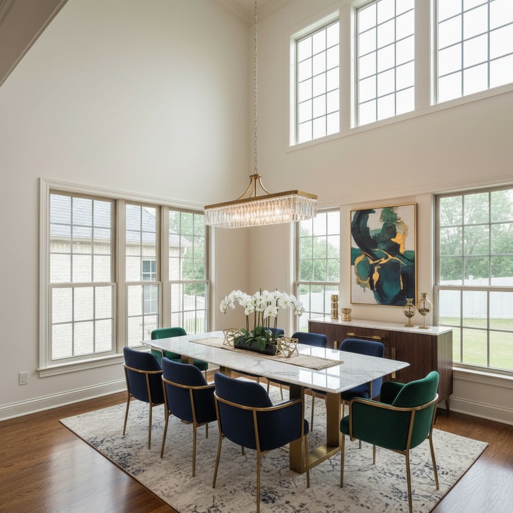 Staged dining room